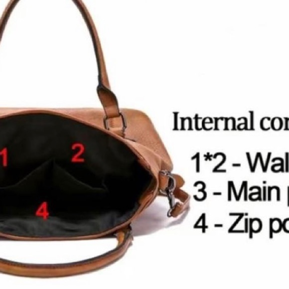 Brand New Brown Faux Leather Tote Bag - Picture 4 of 4